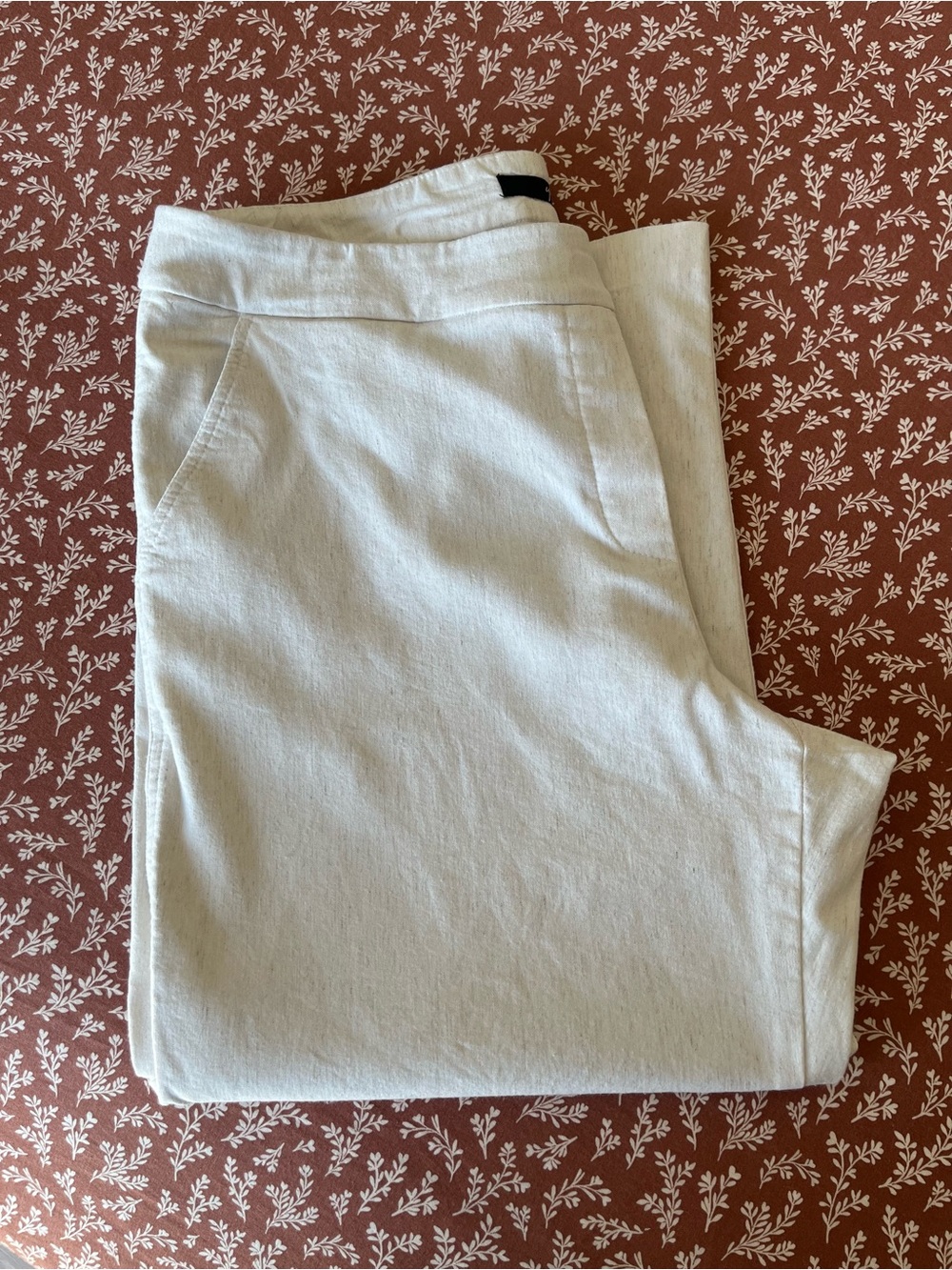 UP! Ivory Crop Linen Dress Pants